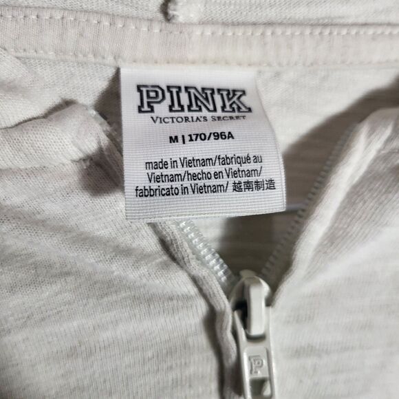 Victorias Secret Cropped Lightweight Zip Hoodie Gray Sz M - Picture 3 of 8